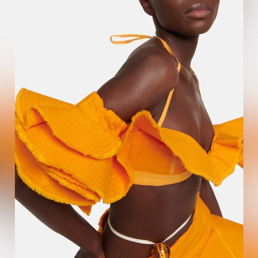 NEW JACQUEMUS La Brassière Artichaut cotton crop top in orange - Picture 5 of 17
